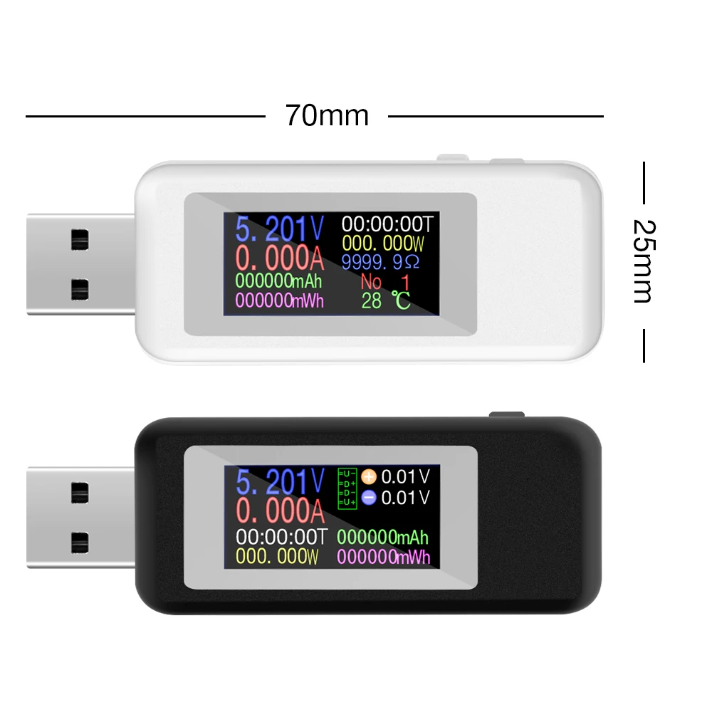 Тип-c USB Тестер DC Цифровой вольтметр Usb тестер напряжение измеритель тока Амперметр детектор power Bank зарядное устройство вольтметр с индикатором