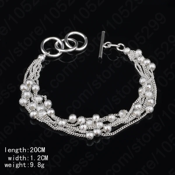 New Arrival Fashion Romantic Style Simple Beads Multilayer Bangle 925 Sterling Silver Women Female Party Bracelet Gift | Украшения и