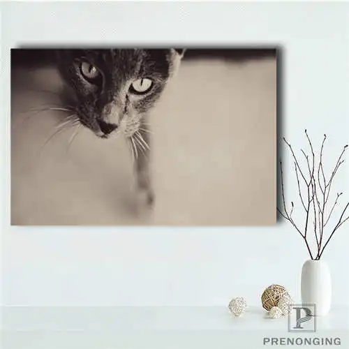 Canvas Poster Пользовательские Холст плакат Cute_Cat_Backgroun Печатный постер ткань стены искусства картины для декора гостиной#18-12-16-H-02-93 - Цвет: Canvas Poster
