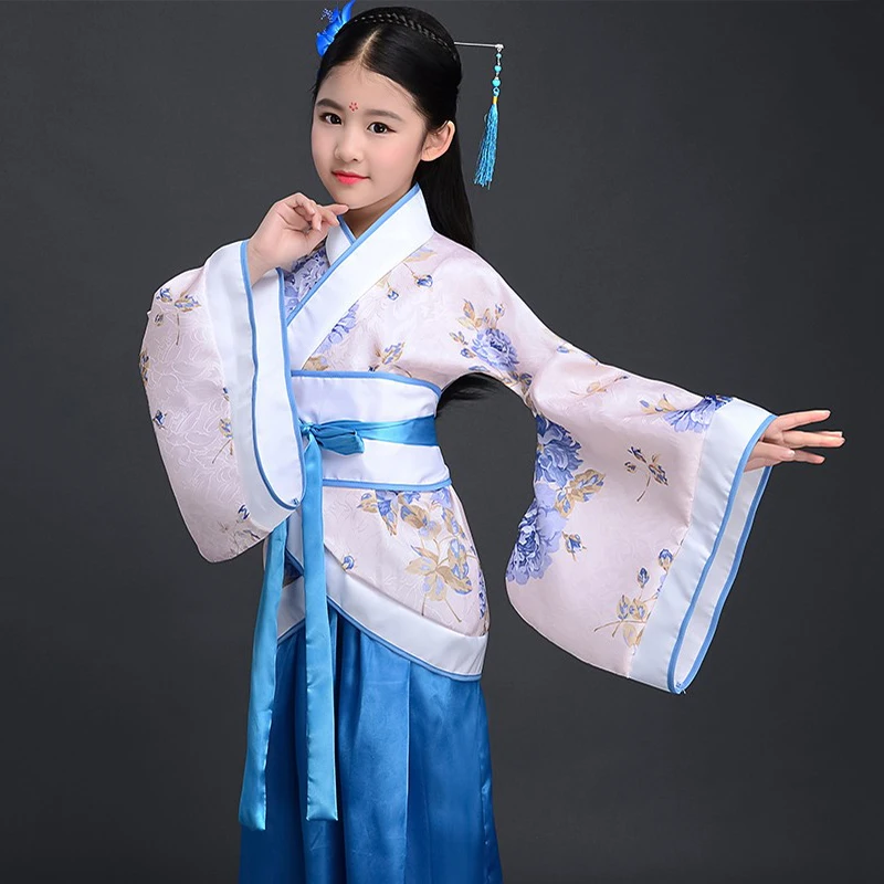Танцевальный костюм Hanfu для девочек наряд китайского фестиваля Старинное платье