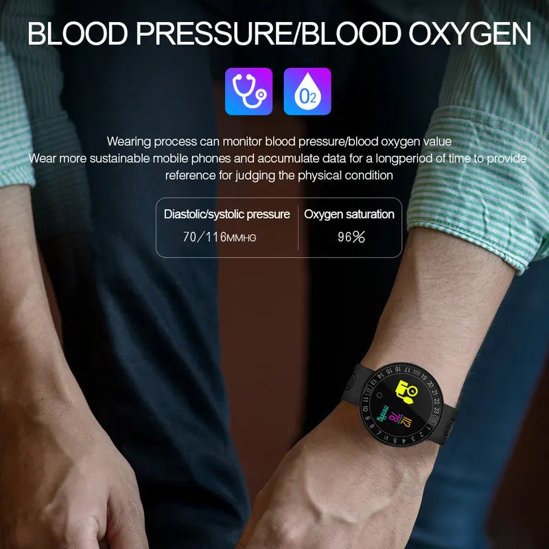 Betreasure Bluetooth Smart Watch Blood Pressure Heart Rate Monitor Waterproof Fitness Men Clock for Android iOS | Электроника