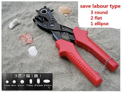 

save effort type Belt leatherware puncher with 3round 2flat 1ellipse hole tool