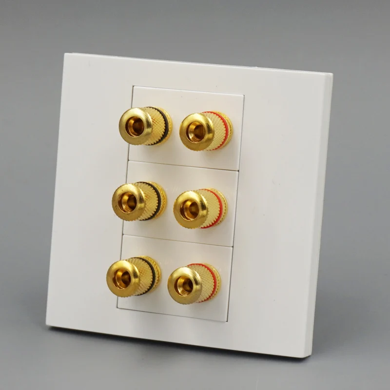 Hi Fi разъем динамика золотой 6 штекеров звуковая панель 86x86 мм настенная розетка