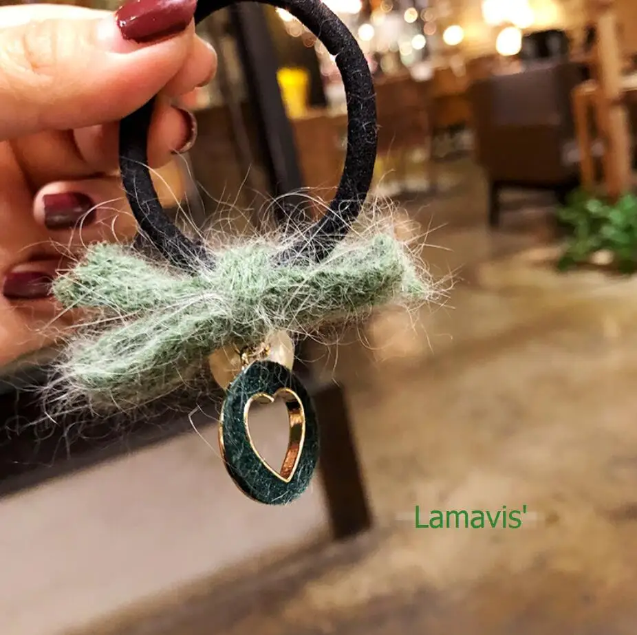 

Japan and Korea Fashion Hair Bowknot Hair Loop Rope Sweet Temperament Pearl Love Decorative Rubber Band Women Hair Accessories