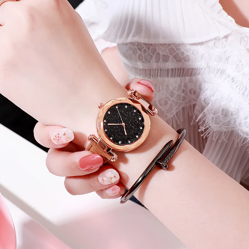 Кварцевые наручные часы звездного неба подарок для девочек подростков модные