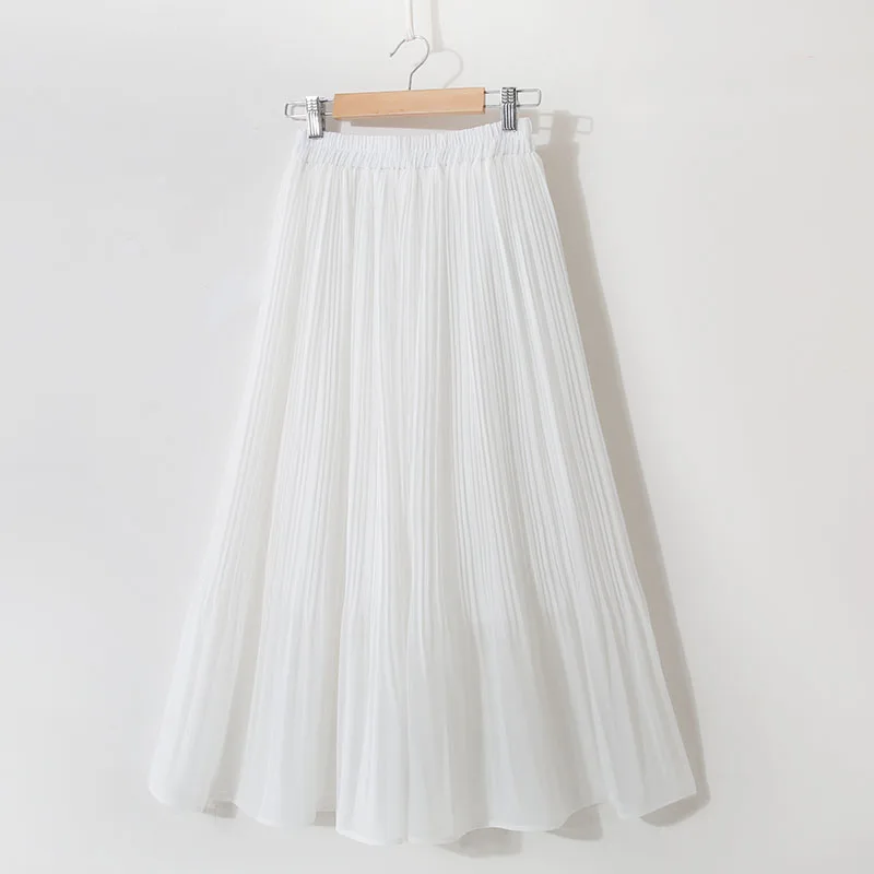 2019 новая летняя женская однотонная плиссированная юбка с завышенной талией