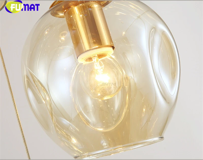 FUMAT MODO Ball Glass Spiral Staircase Villa Ceiling Lamps LED Stair Lamp Light Penthouse Chandeliers Cognac Gray Blue Fixture
