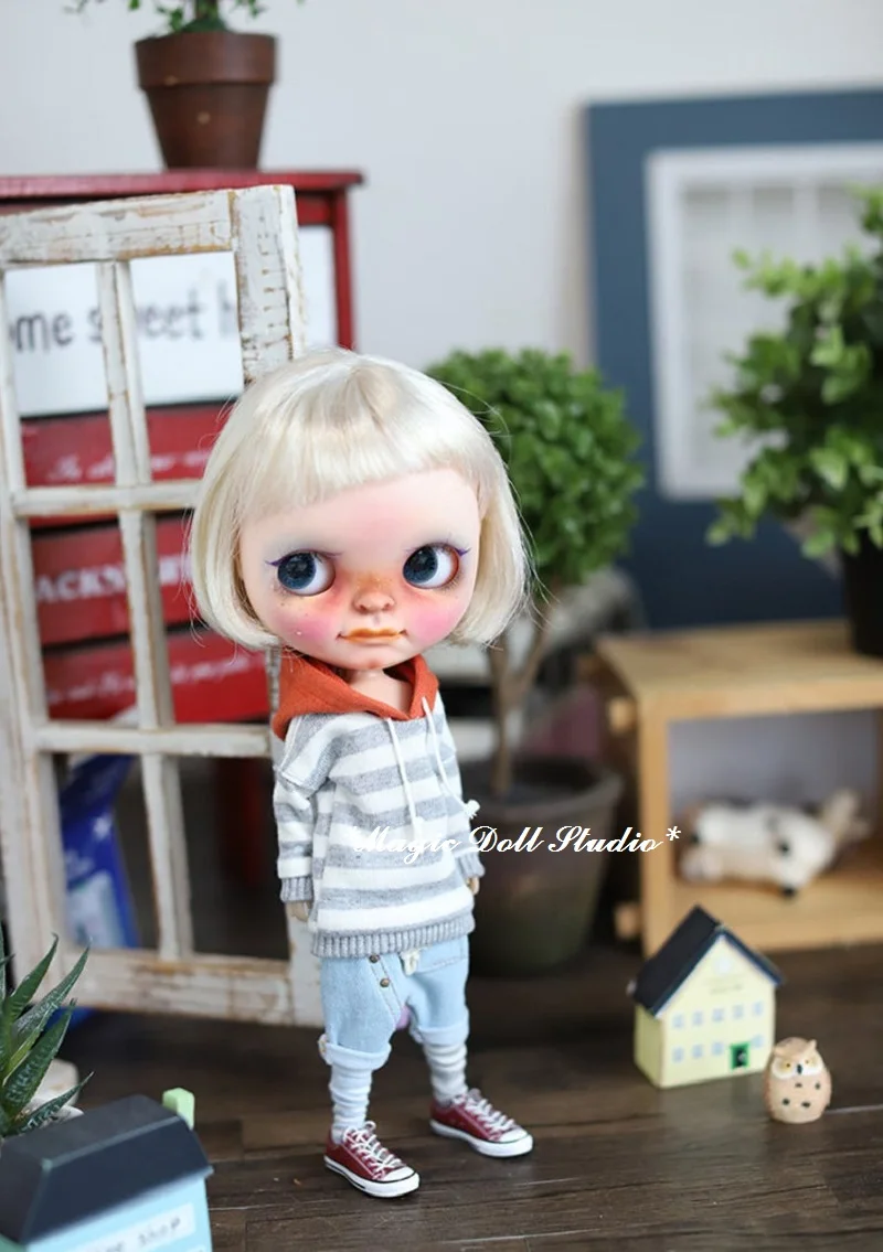 [MG695] 2020 Распродажа одежды Neoblythe # хлопковый полосатый свитер для кукольная одежда