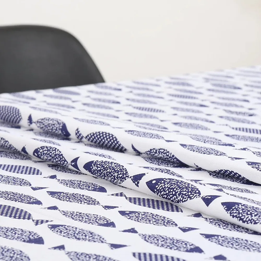 

Square Natural Cute Fish Tablecloth Cotton Linen Customizable Table Cloth Covers For Wedding Party Decoration Home Textiles