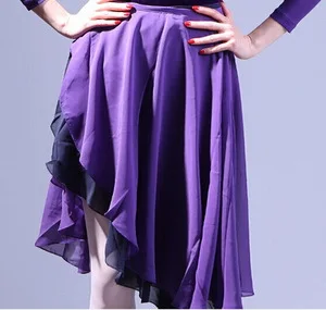 Purplish blue Purple Женская шифоновая Двухслойная юбка разных цветов на шнуровке для танцев, балетная юбка, двусторонний шарф SK2 - Цвет: Purplish blue Purple
