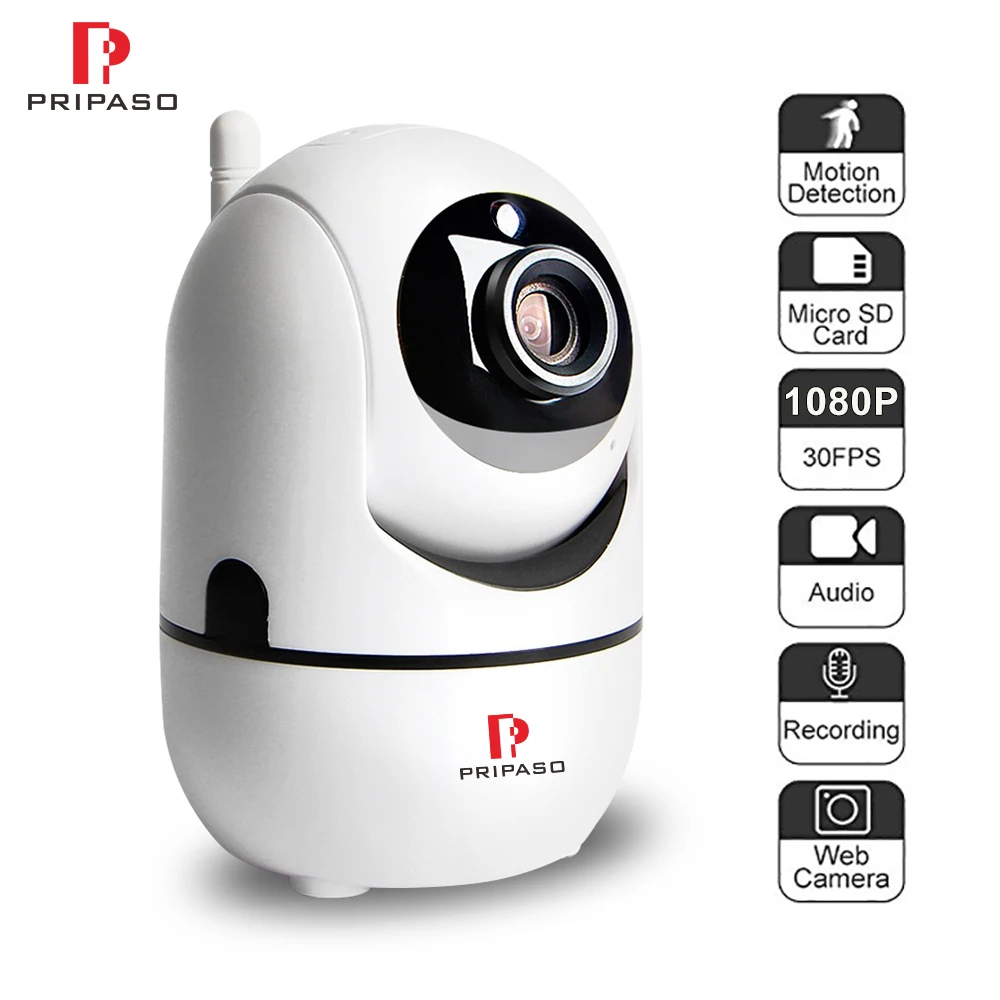 Pripaso 720P 1080P Автоматическая отслеживающая Беспроводная ip-камера 2.0MP облачный Детский Монитор сетевая камера с WiFi CCTV мини-камера наблюдения