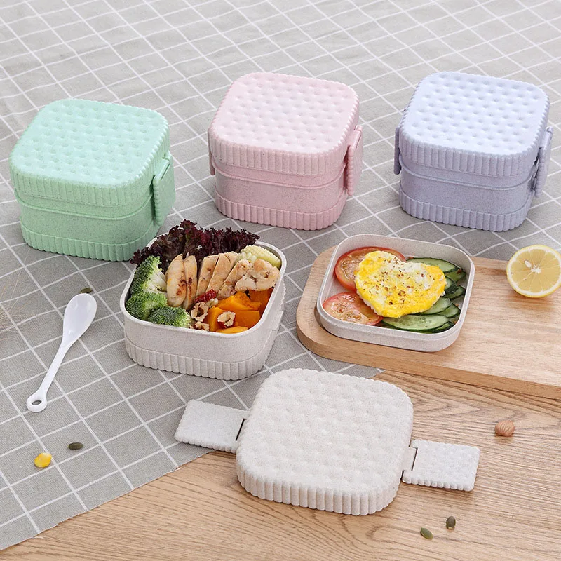 650 мл школьный Ланч бокс для детей японские Bento коробки пшеничная соломенная