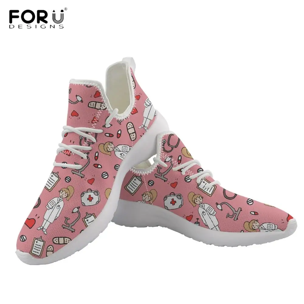 FORUDESIGNS/Высококачественная женская обувь на плоской подошве с рисунком медсестры
