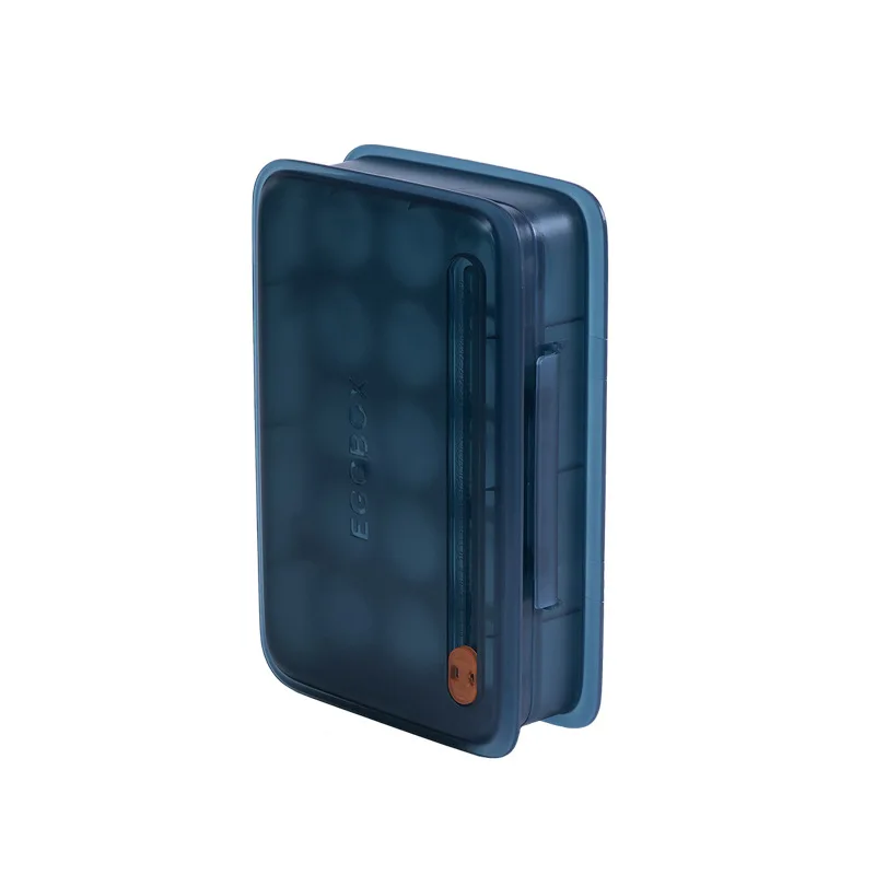 Dark Blue 15 полости PP коробка для хранения с датой записи портативный Стеллаж для яиц холодильник коробки для хранения для дома Органайзер кухонный инструмент для яиц еда - Цвет: Dark Blue