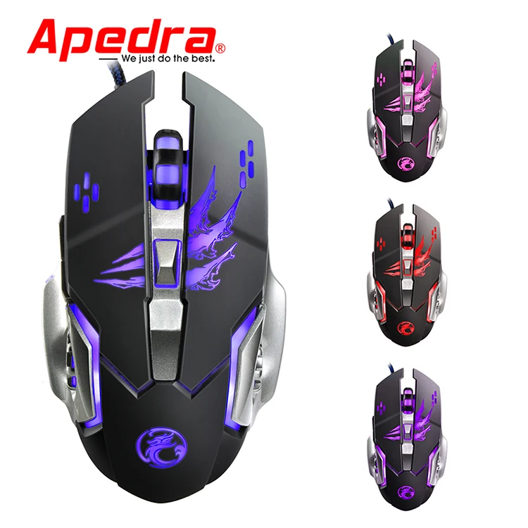 Все новые Apedra A8 3200 точек/дюйм эргономичная Проводная игровая мышь USB LED четыре