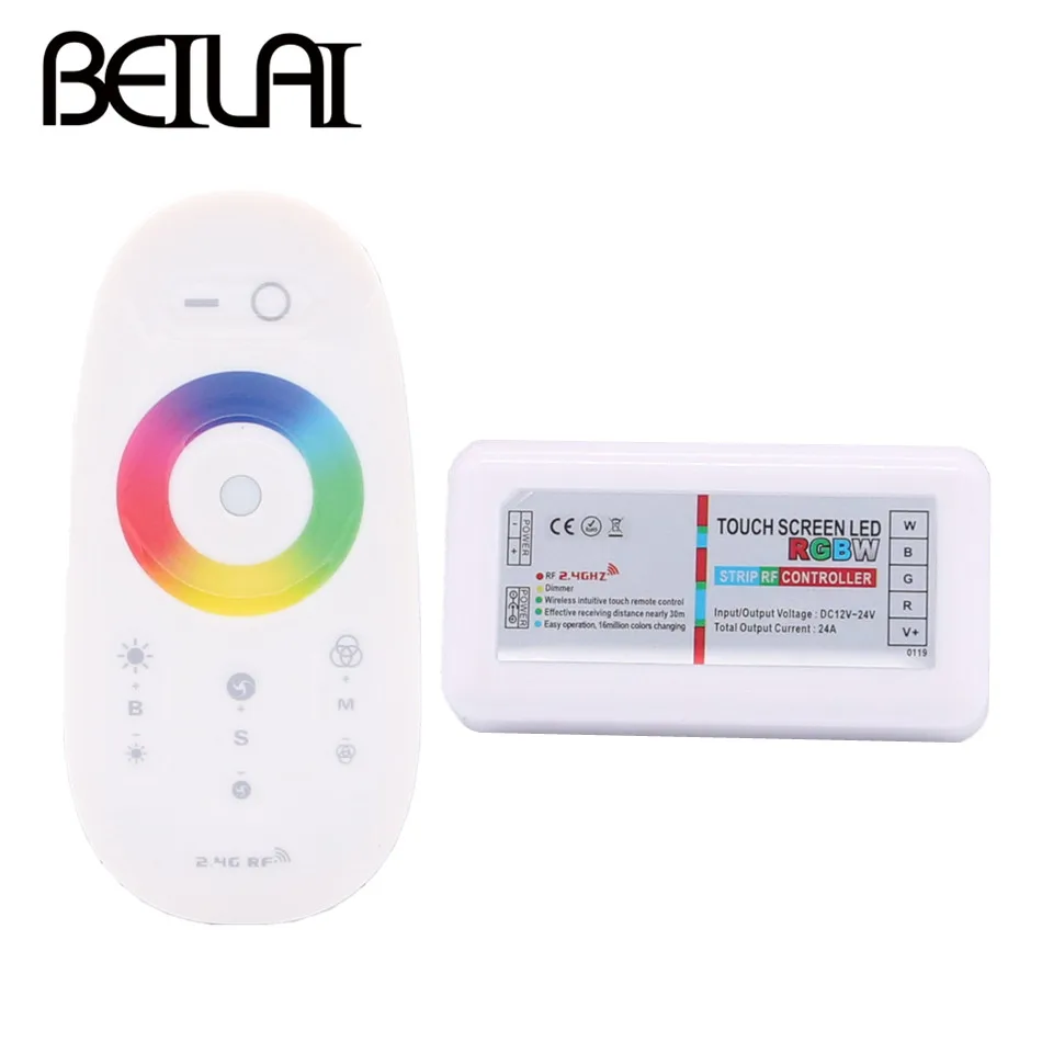 BEILAI 2,4G RGBW светодиодный контроллер с сенсорным экраном DC 12-24V 24A 4 Каналы RGBW Пульт дистанционного управления для 5050 RGBW светодиодный светильник