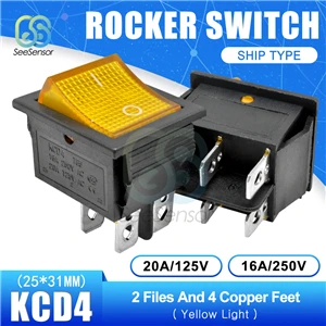 On-Off 4pin KCD4 кулисный переключатель ВКЛ-ВЫКЛ 2 положения ВКЛ-ВЫКЛ-ВКЛ 3 положения 4 контакта/6 контактов электрооборудование с светильник выключатель питания 16А 250ва - Цвет: On-Off 4pin