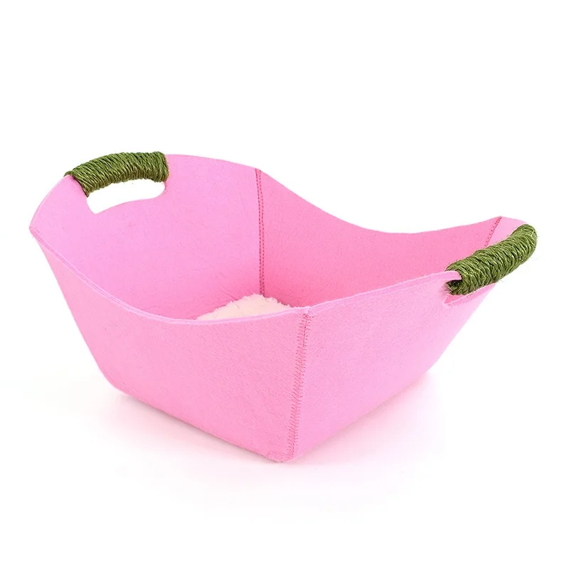 Pink Оригинальная корзина для кошек Кровать Дом Уютный милый щенок Подушка Питомник коврик кровати для кошек и котят спальный мешок для животных корзина поставки - Цвет: Pink
