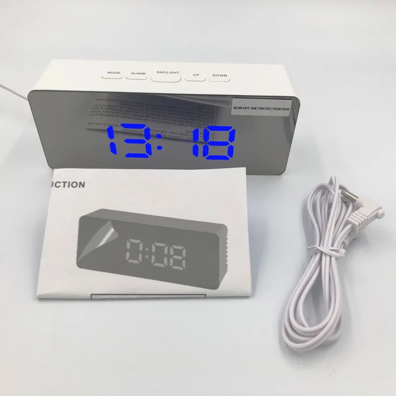 Светодиодные зеркальные будильник цифровые повтора настольные часы Wake Up Light