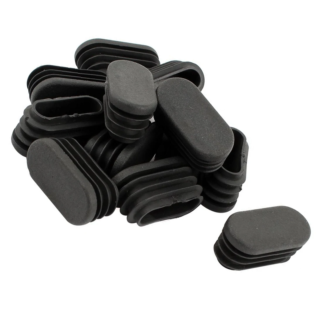 Пластиковая овальная Торцевая крышка вставка для трубки черного цвета 16 мм x 34 12