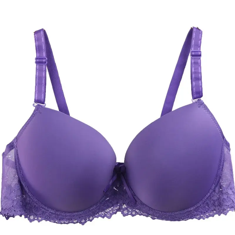 Purple Для женщин пуш-ап размера плюс бюстгальтер 85C 85C 85E 90C 90D 90E 95C 95D 95E 100C 100D 100E 105C 105D 105E 110C 110D 110E сексуальные кружевные бюстгальтеры - Цвет: Purple