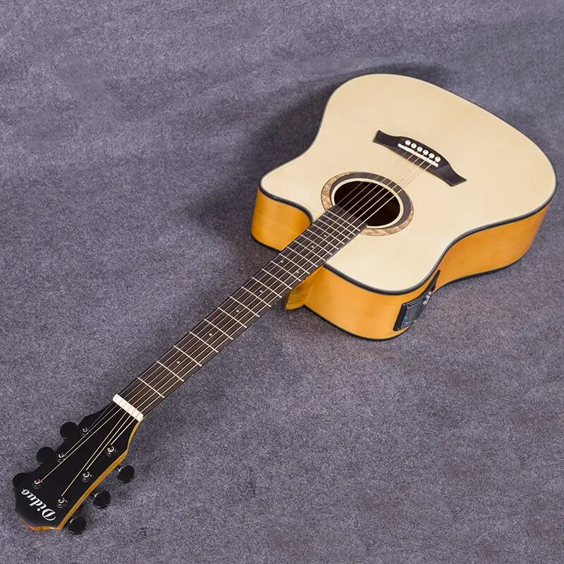 5-EQ Electro Guitar Folk Pop Flattop Acoustic 41 Inch Guitarra 6 String White Light Body Cutaway Five Pickups Rosewood |