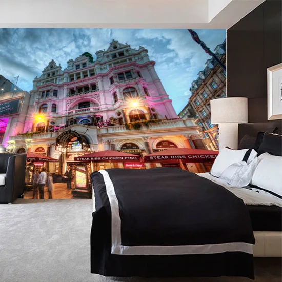 KTV large mural European architecture bar cafe lounge living room bedroom TV backdrop wallpaper 3d|wallpaper green|tv tabletv digital photo frame |