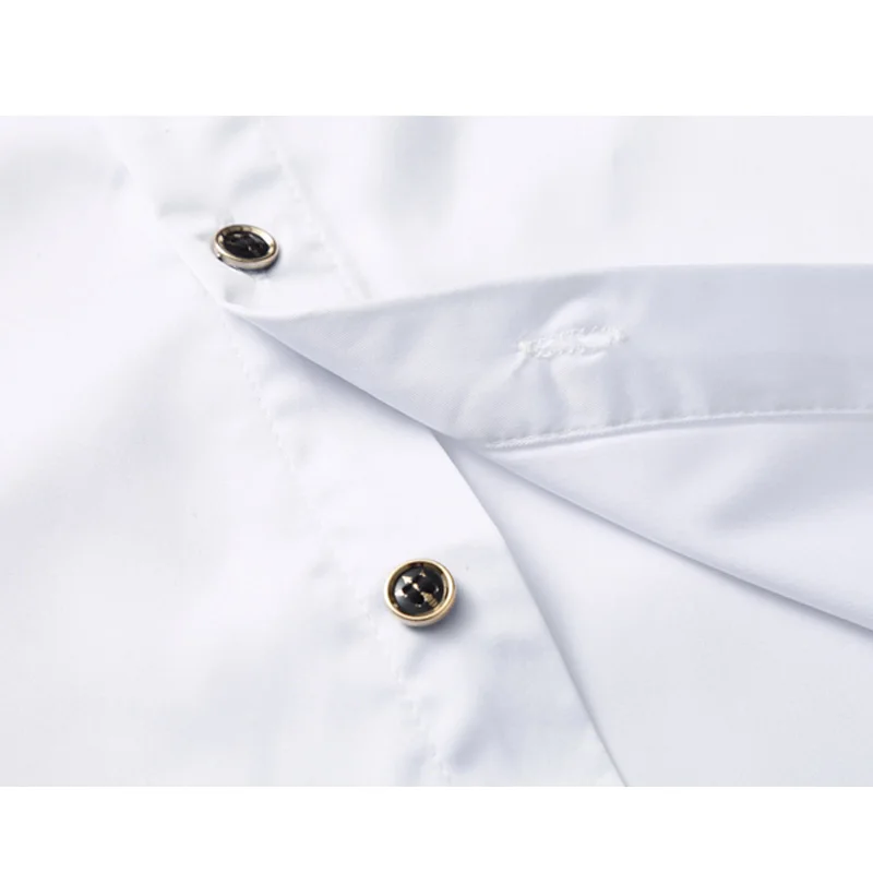 Рубашка мужская приталенная с цветочной вышивкой Модная белая сорочка длинным