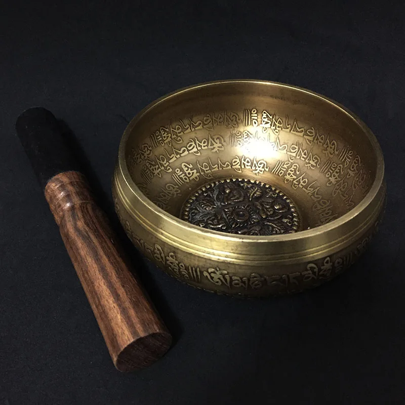 12cm Nepal Chakra Yoga Singing Bowl Buddhism Tibetan Bowls with Leather Stick | Дом и сад