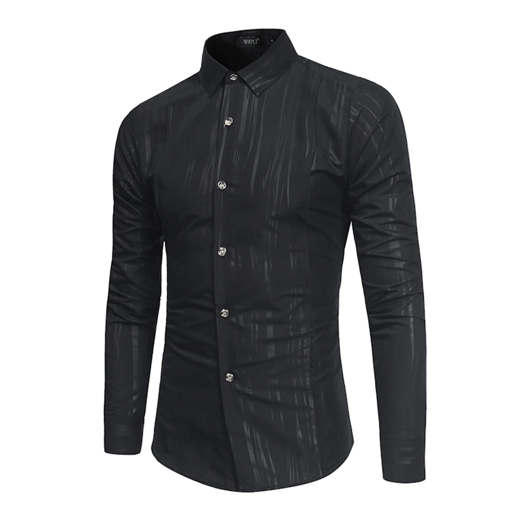 Fashion men's shirt creative printing long sleeve turn-down collar shirts blouse business simple style tops men | Мужская одежда