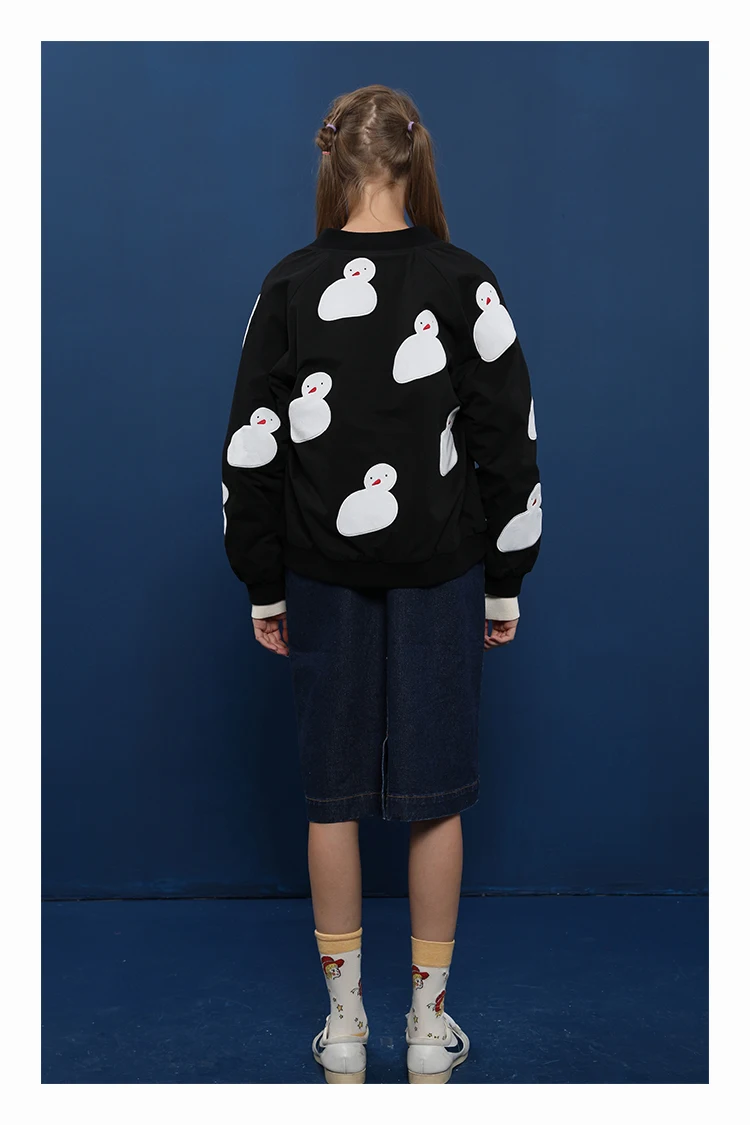 Женская куртка топы осень 2017 новинка милый снеговик женская черная верхняя