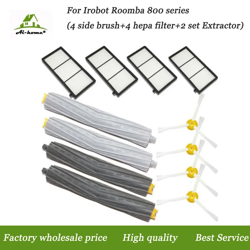 

2x Tangle-Free Debris Extractor &Hepa Filters &Side Brush Kit for iRobot Roomba 800 900 series 870 880 980 Vacuum Cleaning Parts