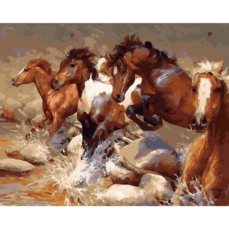 Картина по номерам сделай сам Цифровая живопись маслом с милой лошадью наборы