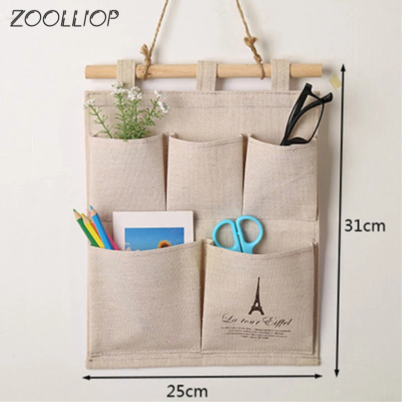 

6/8 Storage Pockets Wall Door Waterproof Hanging Bathroom Linen Cotton Sundries Folding Underwear Socks Sorting Bag Organizer