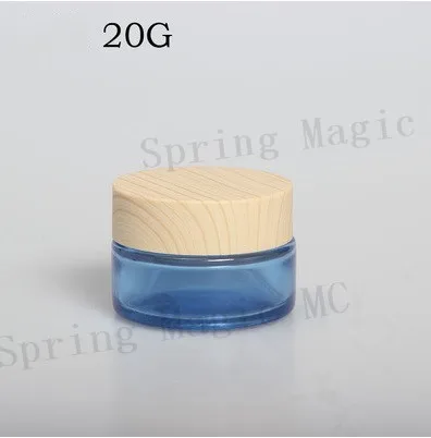 20g Green/Blue/Frosted/White Glass Jar Skin Care Cream Refillable Bottle Cosmetic Container With Wood Grain Lid Eye Jars | Красота и