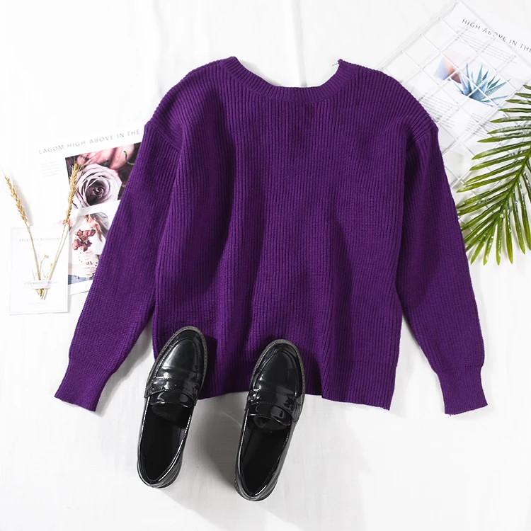 Весна 2019 новый свитер женский Осень сексуальный спинки крест пуловер Джемпер