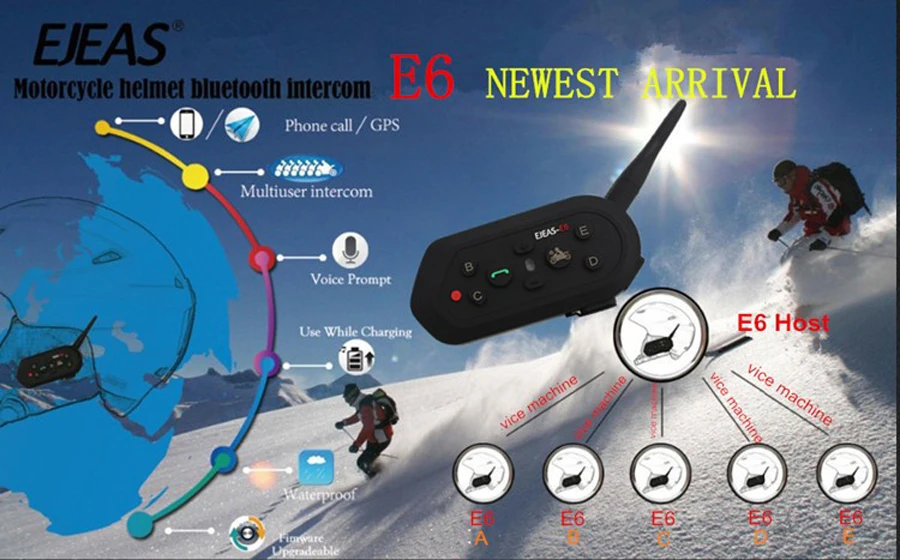 Домофон EJEAS E6 для мотоцикла 2 шт.|interphone bluetooth intercom|motorcycle intercombluetooth intercom |
