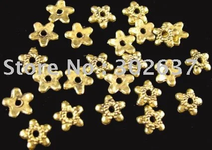 

FREE SHIPPING 500pcs Antiqued gold metal flat star bead caps A1236G