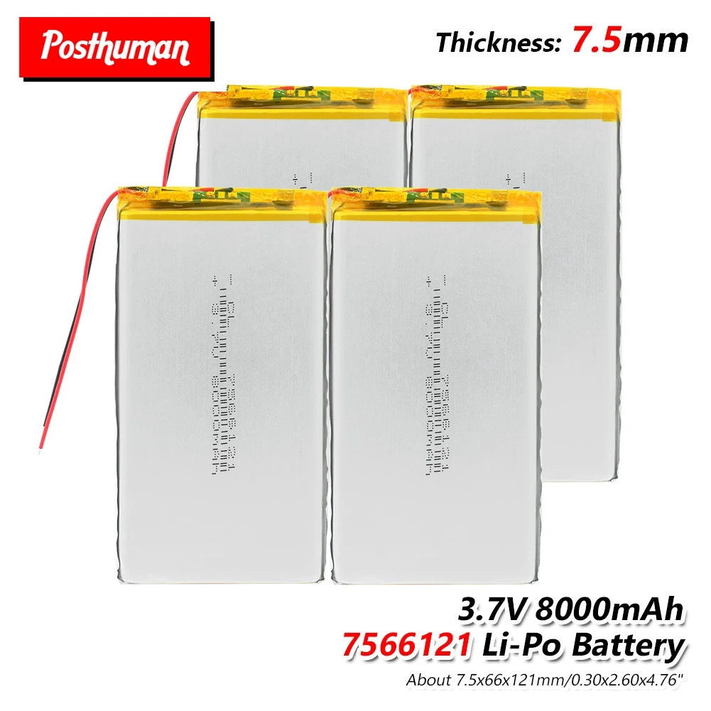 3,7 V 8000mAh литий-полимерный Батарея 7566121 для планшета до середины gps электрические игрушки 1/2/4 шт. электрические игрушки мониторинга и медицинское оборудование