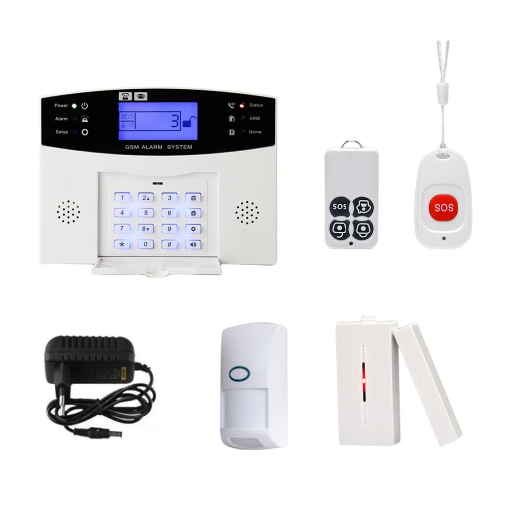 Беспроводная GSM домашняя охранная сигнализация DIY комплекты ЖК-дисплей SIM SMS сигнализация Система управления приложением Android IOS PIR датчик Pet Immune