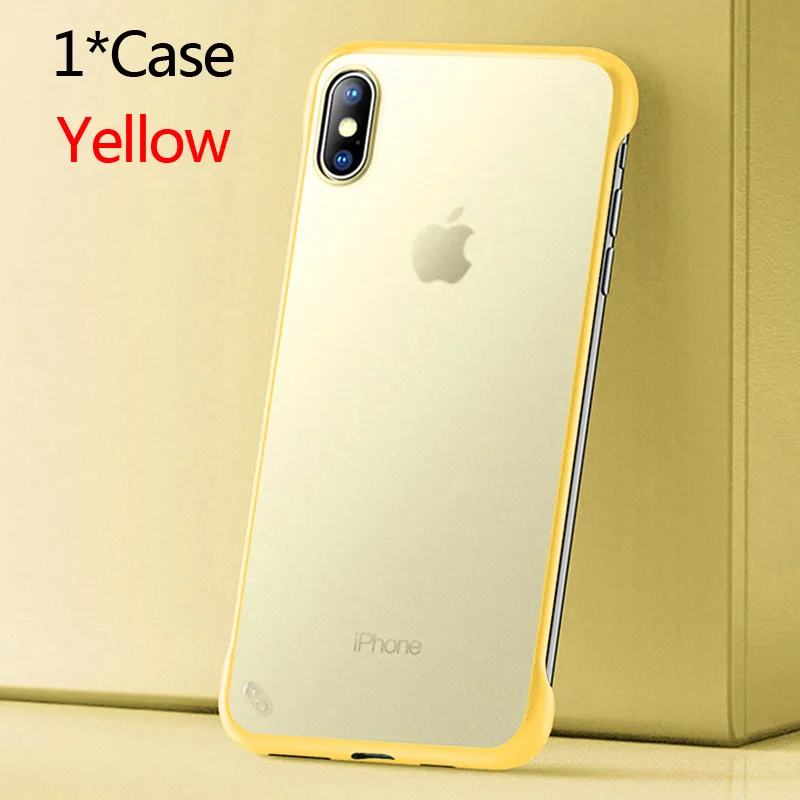 USLION Бескаркасный Прозрачный чехол для телефона для iPhone X 7 6S 8 Plus, чехол XS Max XR 11 Pro Max с кольцом-держателем для пальца, чехол-подставка s - Цвет: Only Yellow Case