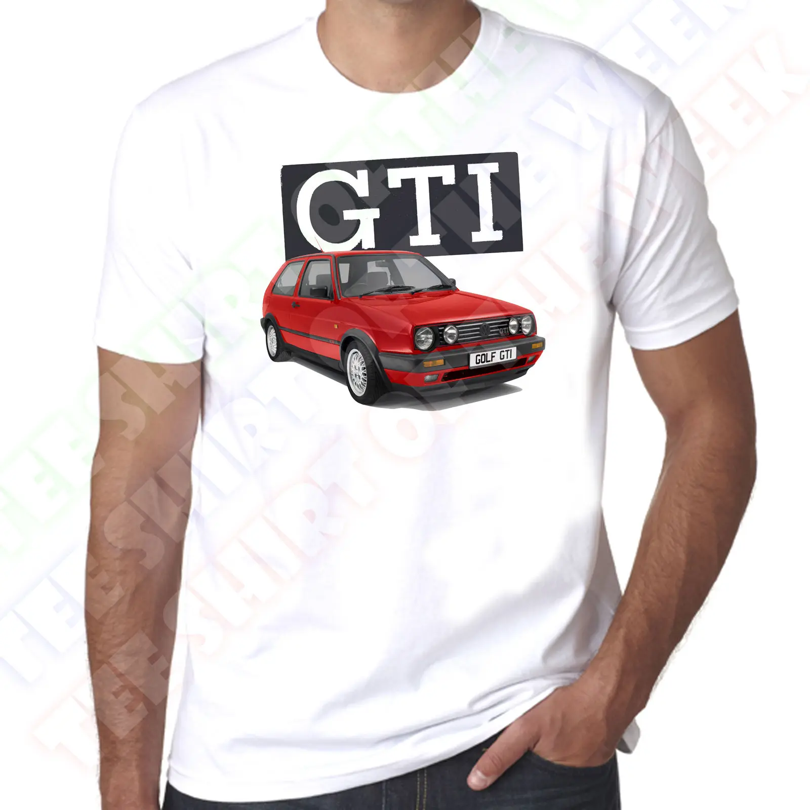 Mk2 Red Golf Gti Мужская футболка из 100% хлопка индивидуальный номер пластины опт.