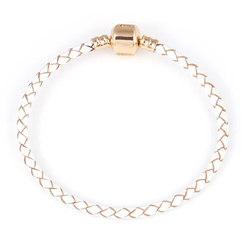 Позолоченные белые кожаные 4 мм подвески-цепочки для браслетов подходят из