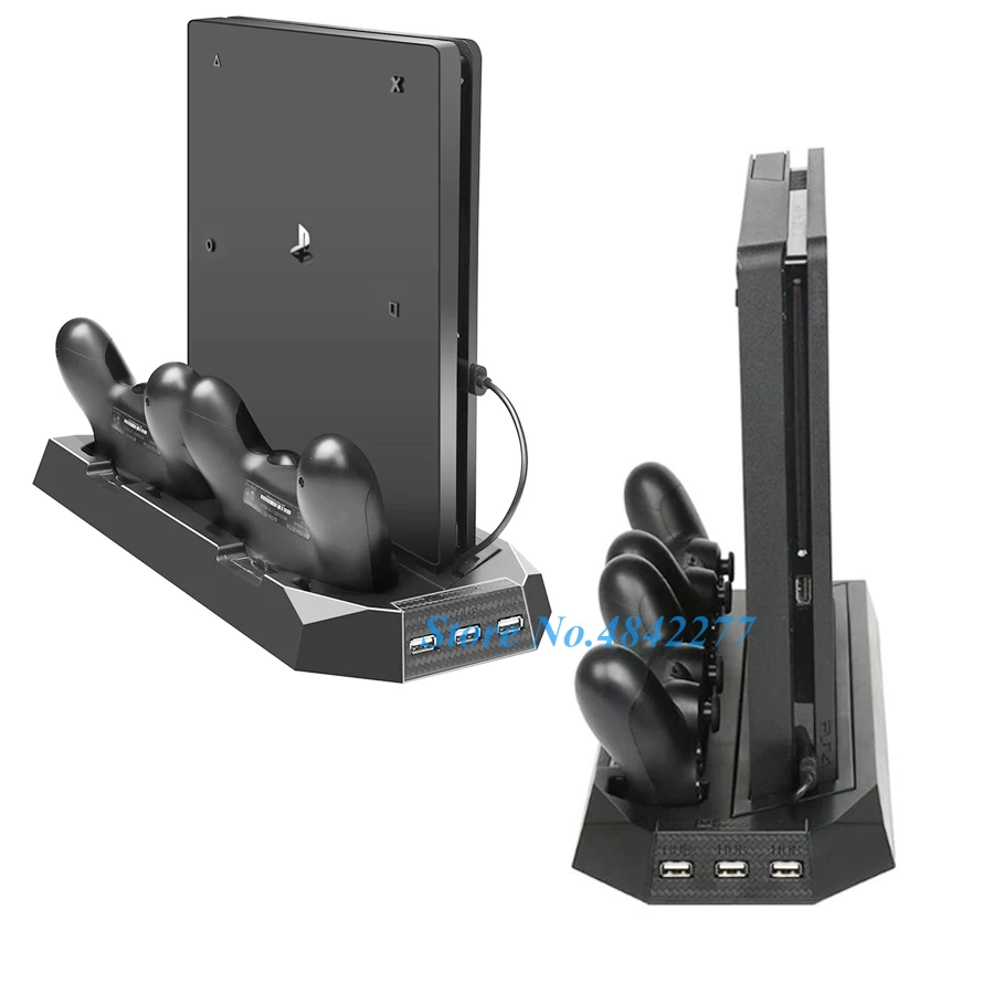 PS4 Pro Slim 2 в 1 подставка вентилятор охлаждения зарядное устройство для геймпада