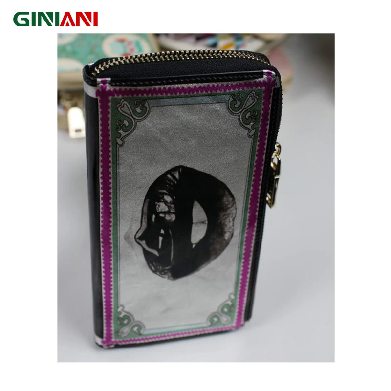 Женский Длинный кошелек GINIANI из натуральной кожи с серебряным покрытием и