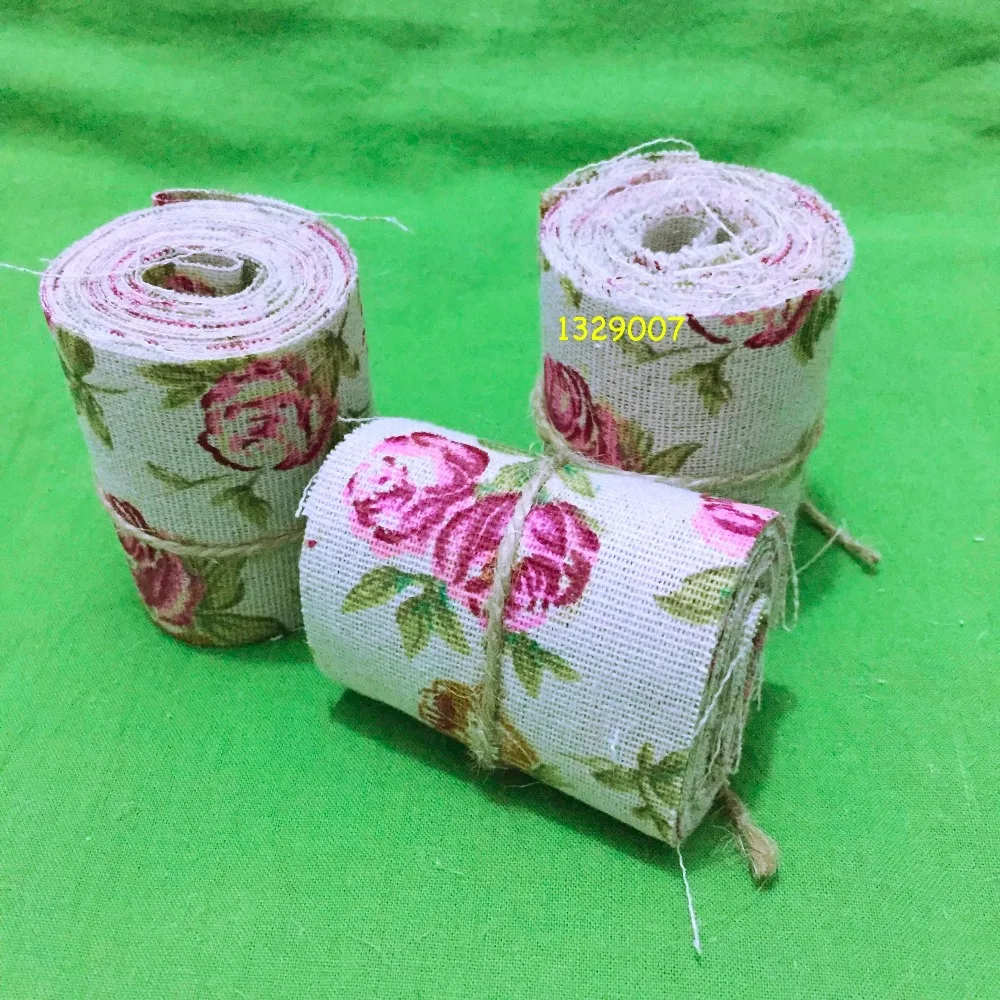 2 Meter 5cm Jute Burlap rolls Hessian Ribbon Rose cloth with Trims Tape Wedding party decor DIY wedding Flower | Дом и сад
