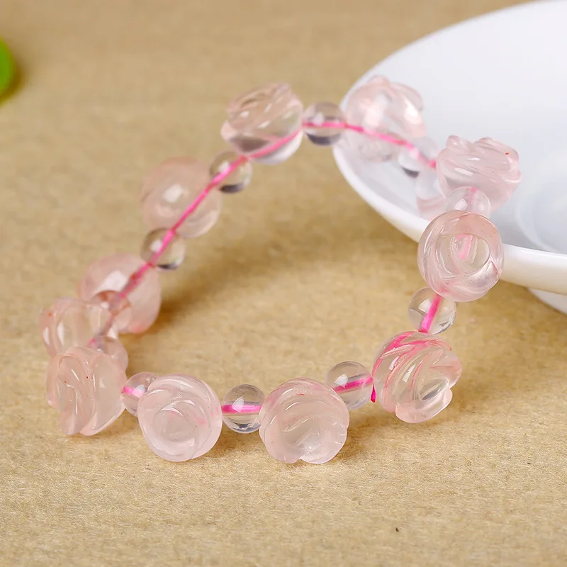 Counter genuine Pink Crystal Bracelet rose shaped female Wang help peach wholesale supply hand string jewelry Made in China | Украшения и
