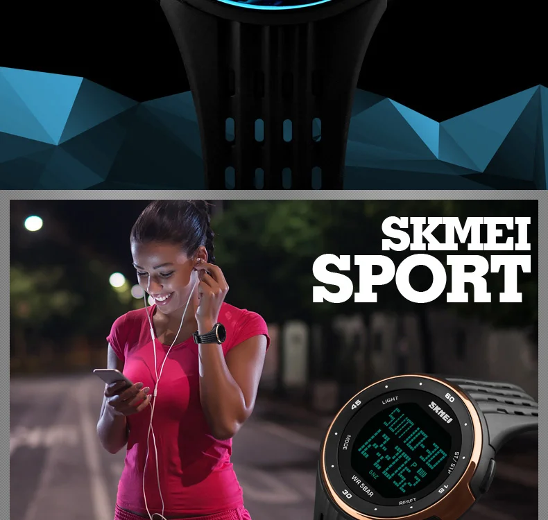 SKMEI 1219New спортивные часы Для женщин бег Стиль Секундомер с остановом устойчивость к брызгам 50M часы с полным календарем-это военные наручные часы