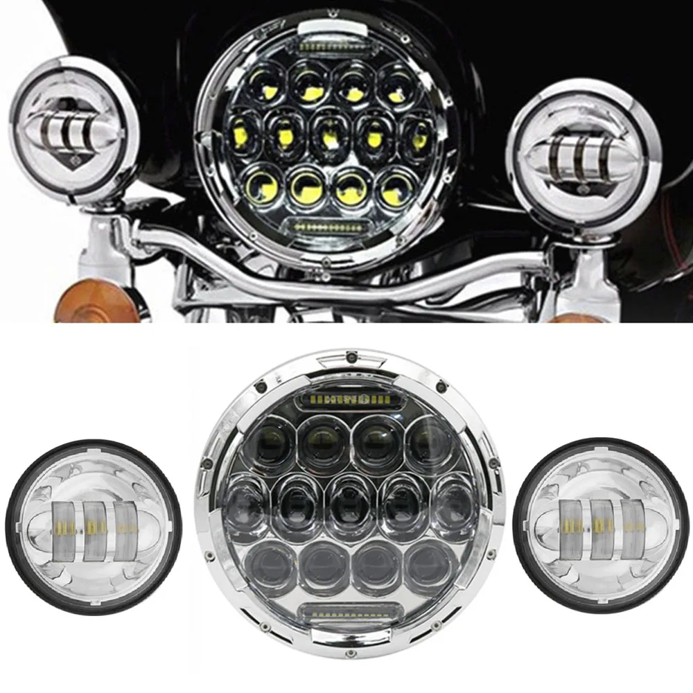 Набор 7 дюймов круглый светодиодный проектор фара+ кольцо Крепление для Harley Touring street Glide для Electra Glide для Touring Softail