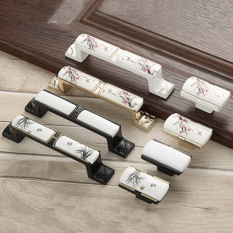 Cabinet Door Handle Ceramic Ivory White Garden Shoe Wine European and American Modern Simple Wardrobe | Обустройство дома